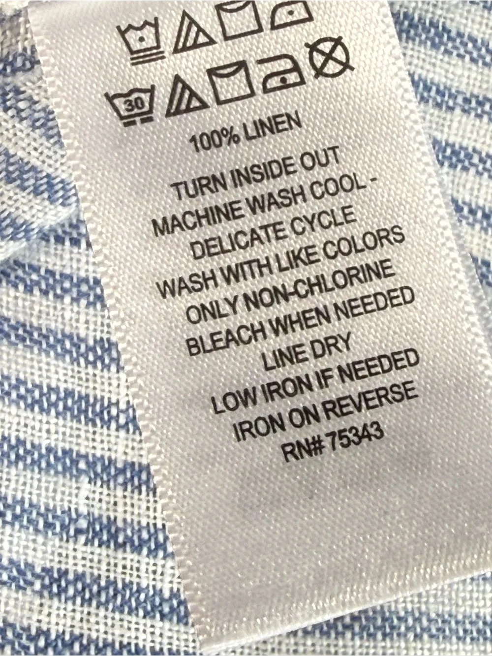 Calypso St. Barth Linen Button Down Shirt Blue White Stripe Large - Picture 4 of 7